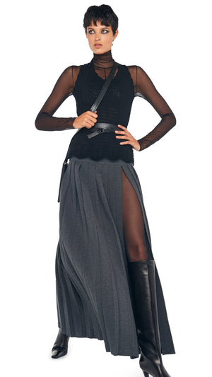 PLEATED LONG SKIRT WITH SLIT #11 Thumbnail