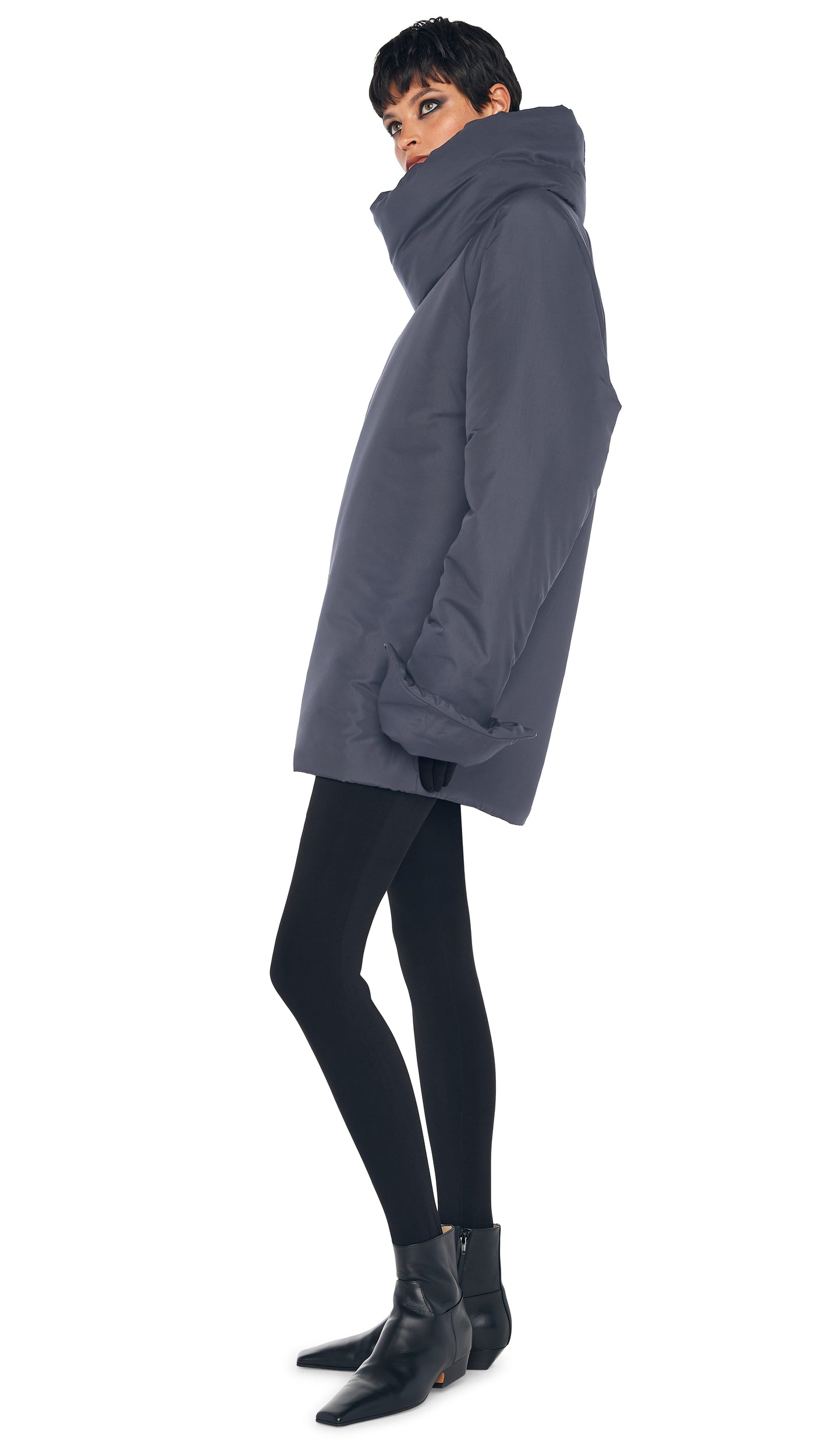 OS RAGLAN SLEEVE MINI DRESS W/ TUBE Charcoal Norma Kamali OS RAGLAN SLEEVE MINI DRESS W/ TUBE Charcoal Norma Kamali