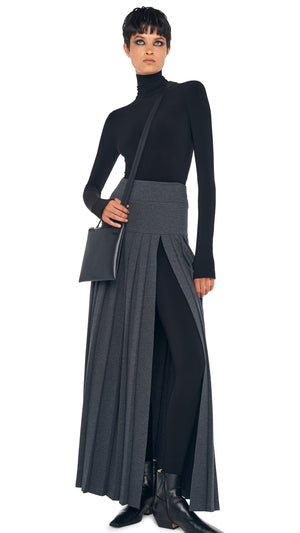 PLEATED LONG SKIRT WITH SLIT #1 Thumbnail