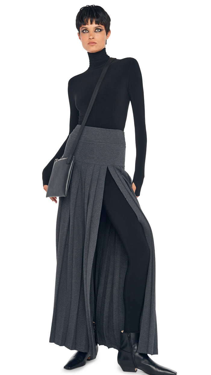 PLEATED LONG SKIRT WITH SLIT #4