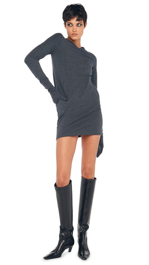 LONG SLEEVE TAILORED TERRY MINI DRESS #5 Thumbnail