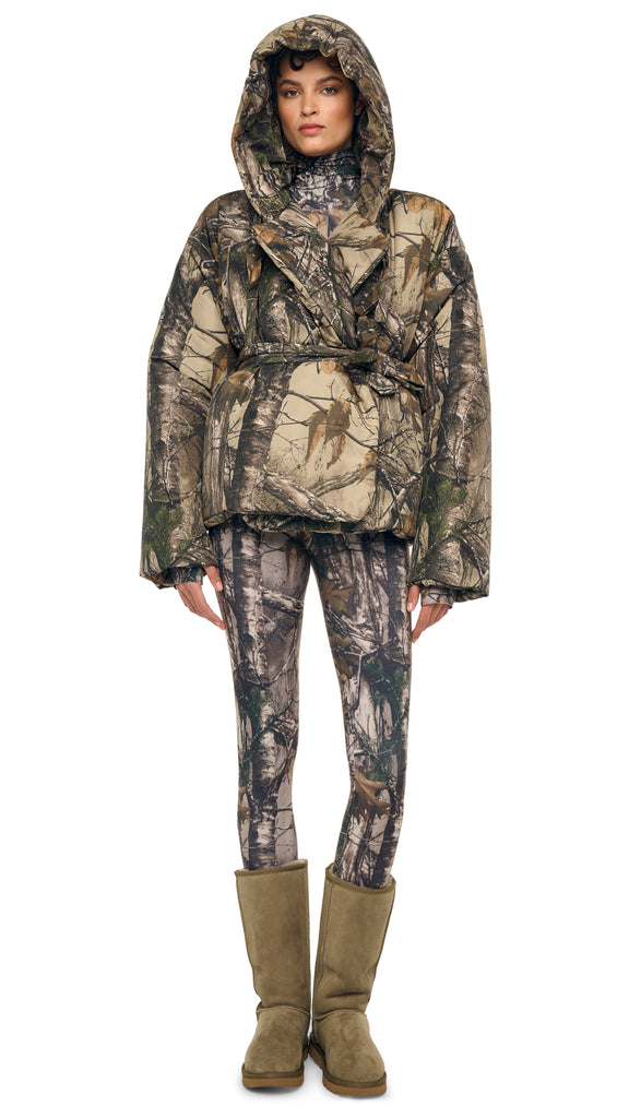 HOODED SLEEPING BAG JACKET W/ DRAWSTRINGS – Trees – Norma Kamali