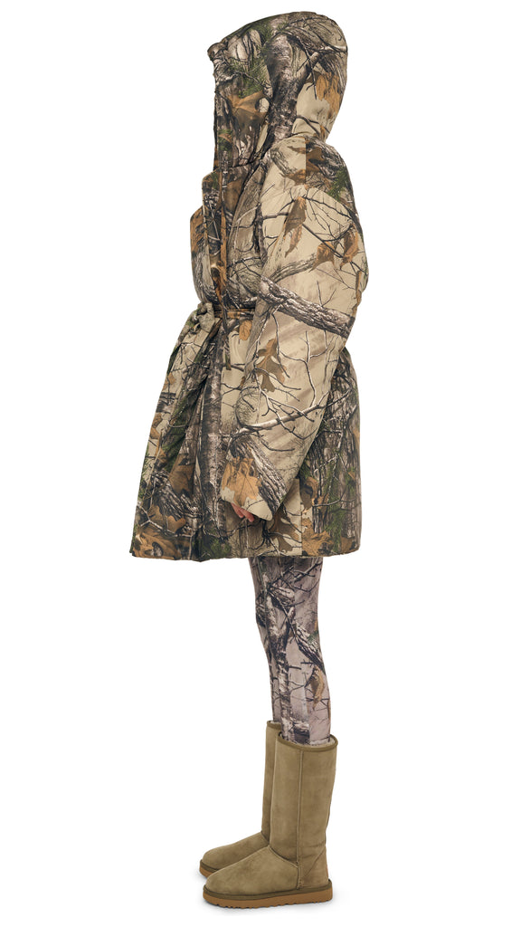 HOODED SLEEPING BAG COAT TO KNEE – Trees – Norma Kamali