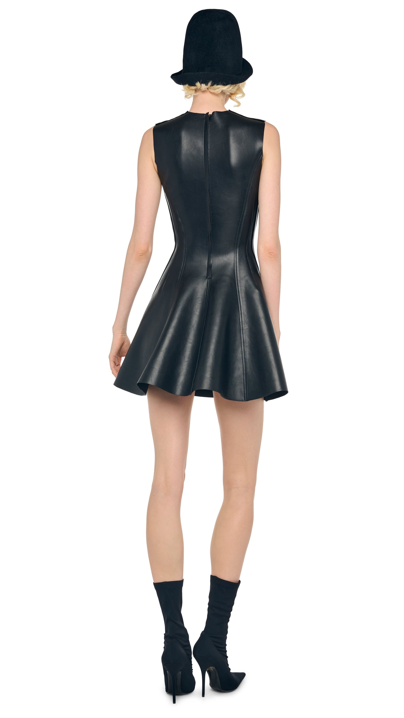 sleeveless leather dress Norma Kamali Sleeveless Grace Mini Dress