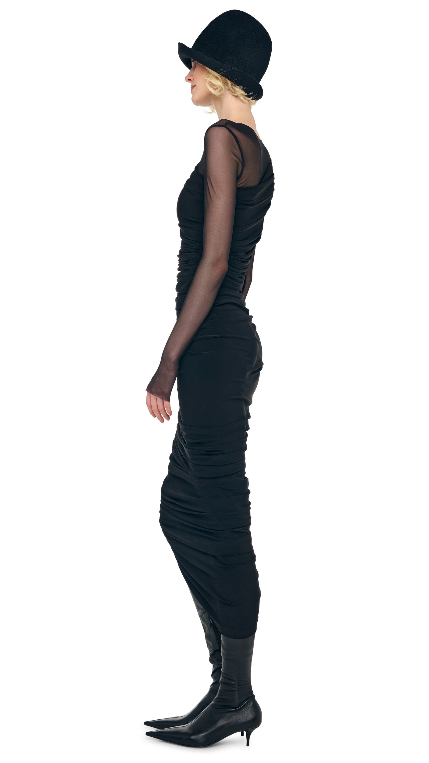 norma kamali long sleeve diana dress $215 New Norma Kamali Long Sleeve Diana Dress Knee Blush Pink Fitted Bodysuit XS