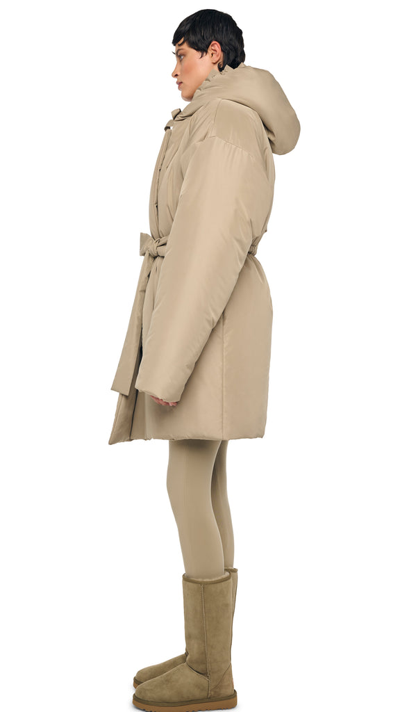 HOODED SLEEPING BAG COAT TO KNEE – Elm – Norma Kamali