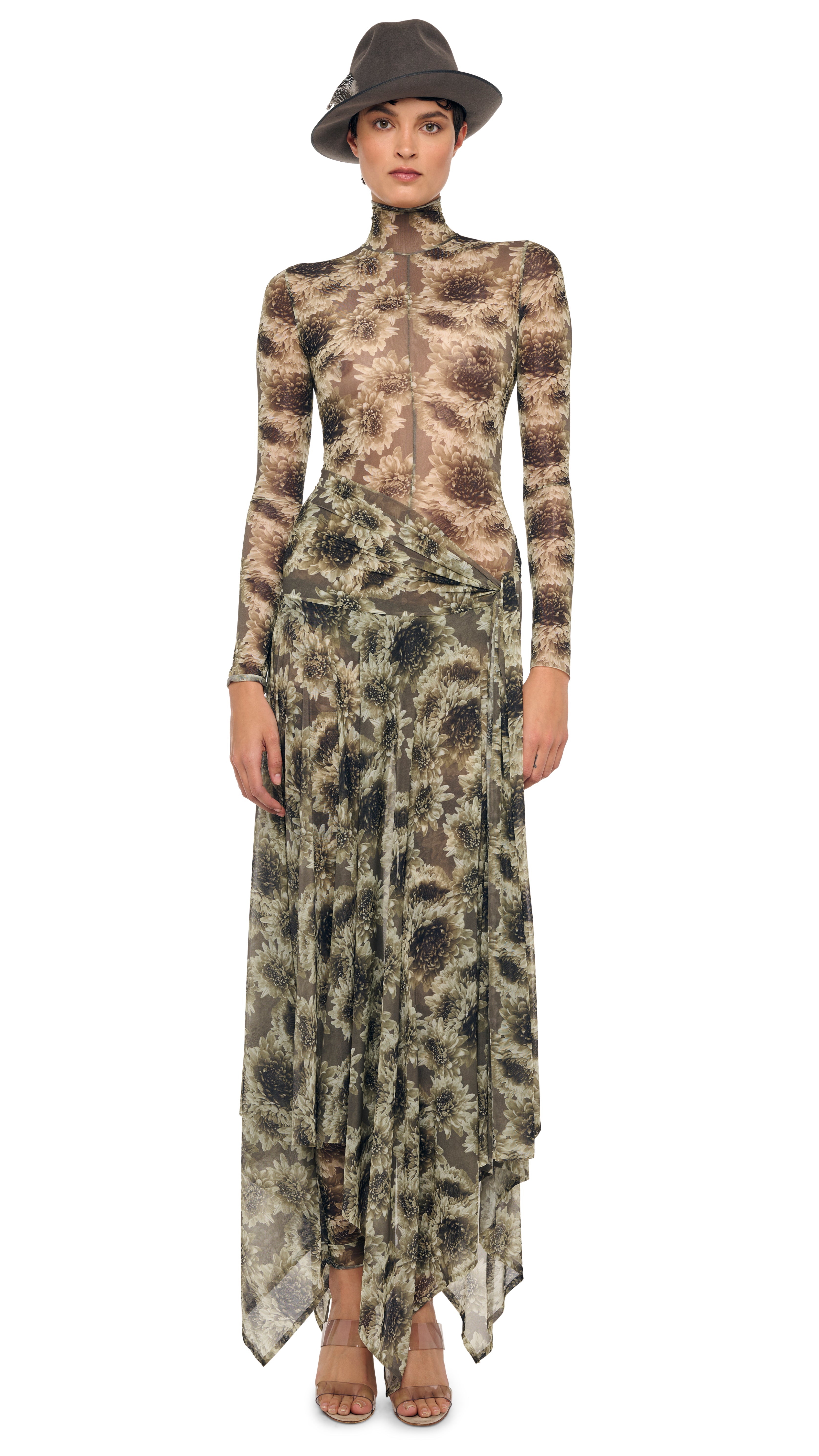 LONG SLEEVE SLIM FIT TURTLE CATSUIT - Fall Flowers / XXS