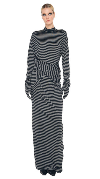 ALL IN ONE SIDE SLIT LONG SKIRT – Black/Grey – Norma Kamali
