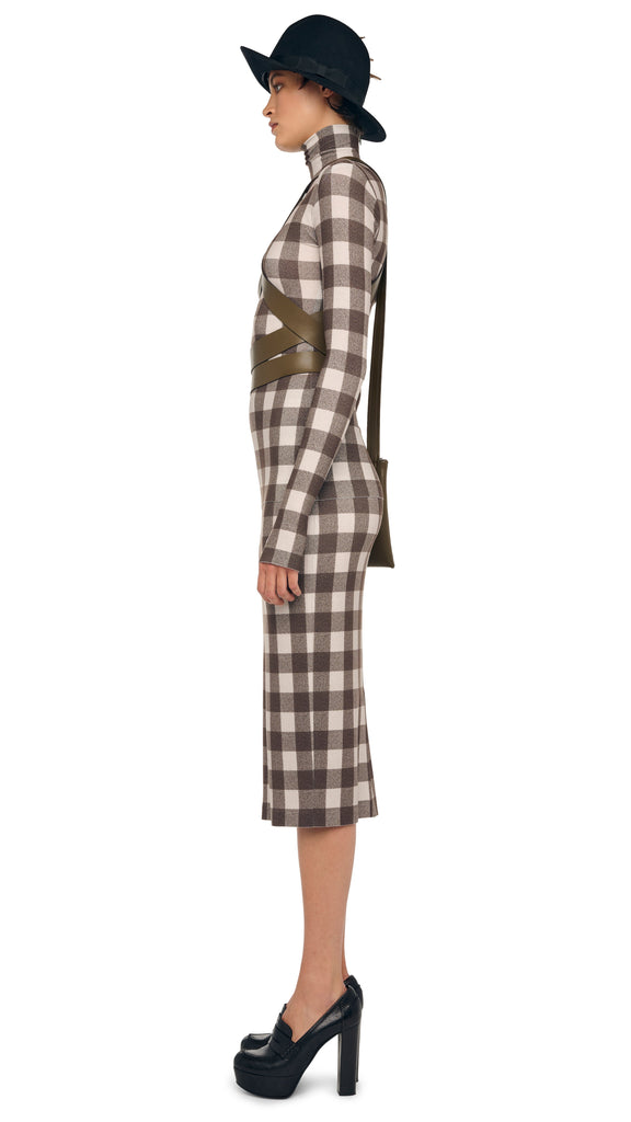 STRAIGHT SKIRT TO MIDCALF – Bark Box Plaid – Norma Kamali