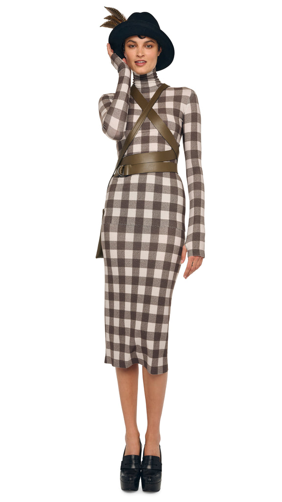 STRAIGHT SKIRT TO MIDCALF – Bark Box Plaid – Norma Kamali