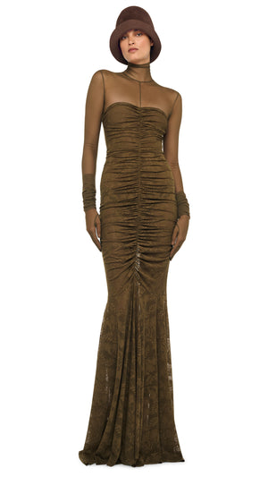 STRAPLESS SHIRRED FRONT FISHTAIL GOWN #1 Thumbnail
