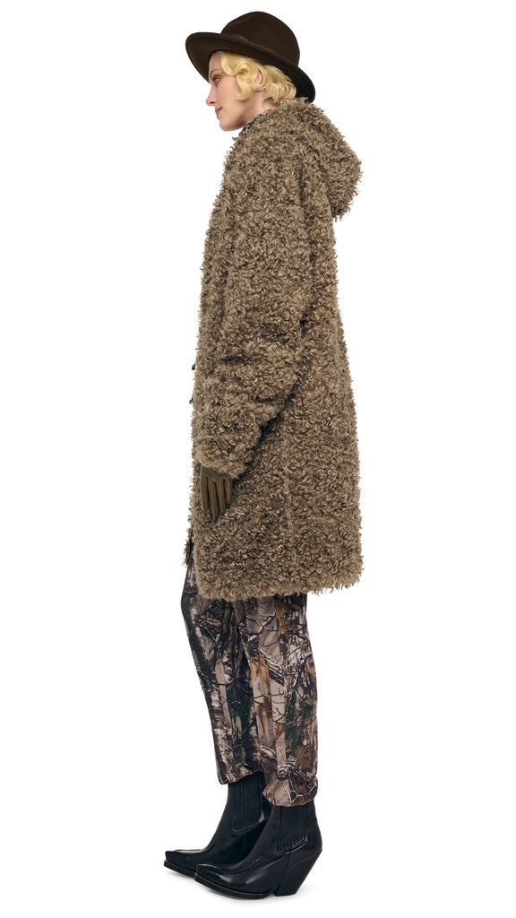 OS RAGLAN SLEEVE ZIP FRONT HOODED JACKET – Bark – Norma Kamali