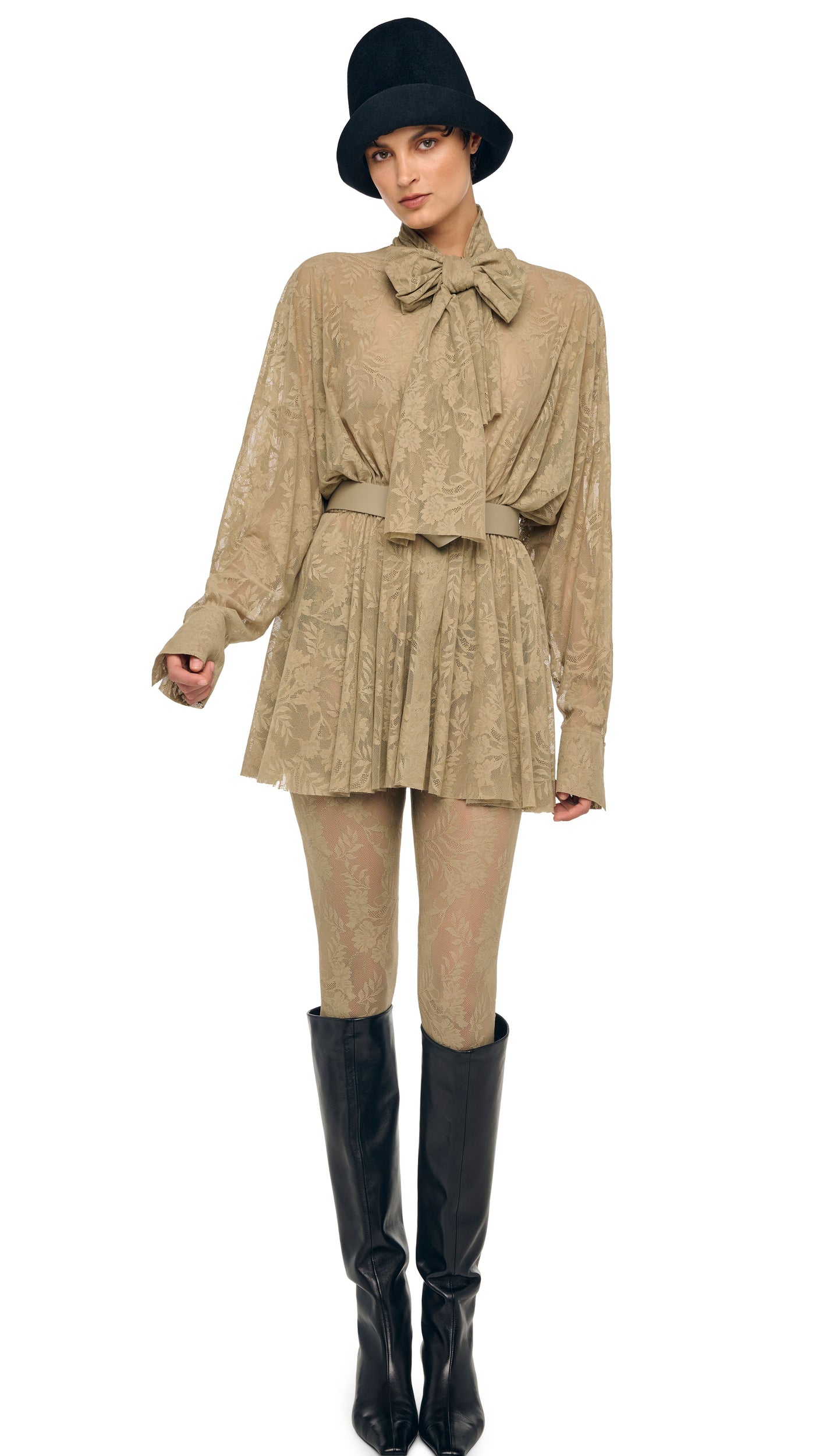Norma Kamali Super OS BF NK Shirt Flared Mini Dress w/ Bow - Elm / Size XXS Norma Kamali Super OS BF NK Shirt Flared Mini Dress w/ Bow - Elm / Size XXS