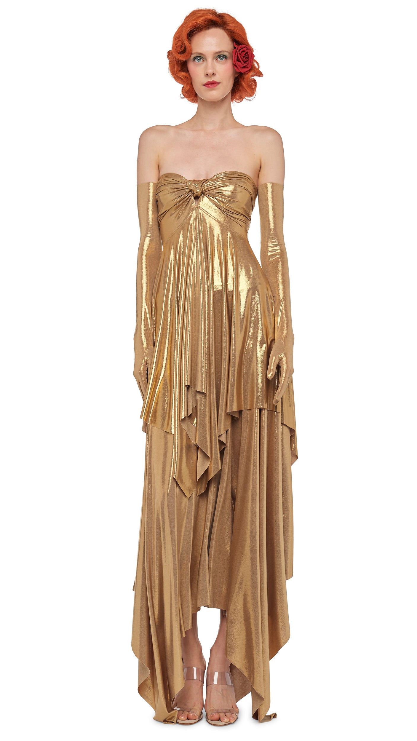norma kamali gold dress Norma Kamali Convertible