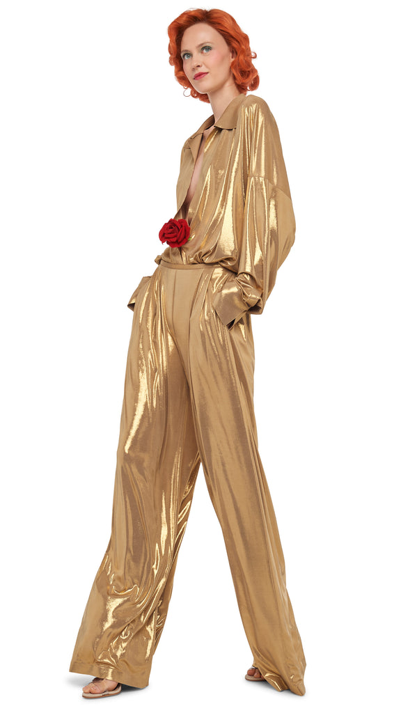 MENS PLEAT PANT – Gold – Norma Kamali