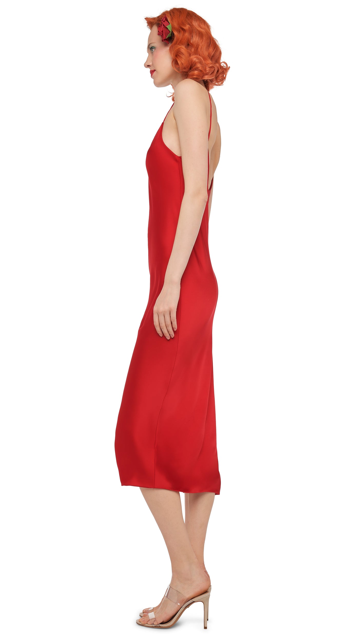 red slip for under dress slip dress women BIAS SLIP DRESS TO MIDCALF Tiger Red Norma Kamali-parroquiadesanalbertomagno.com