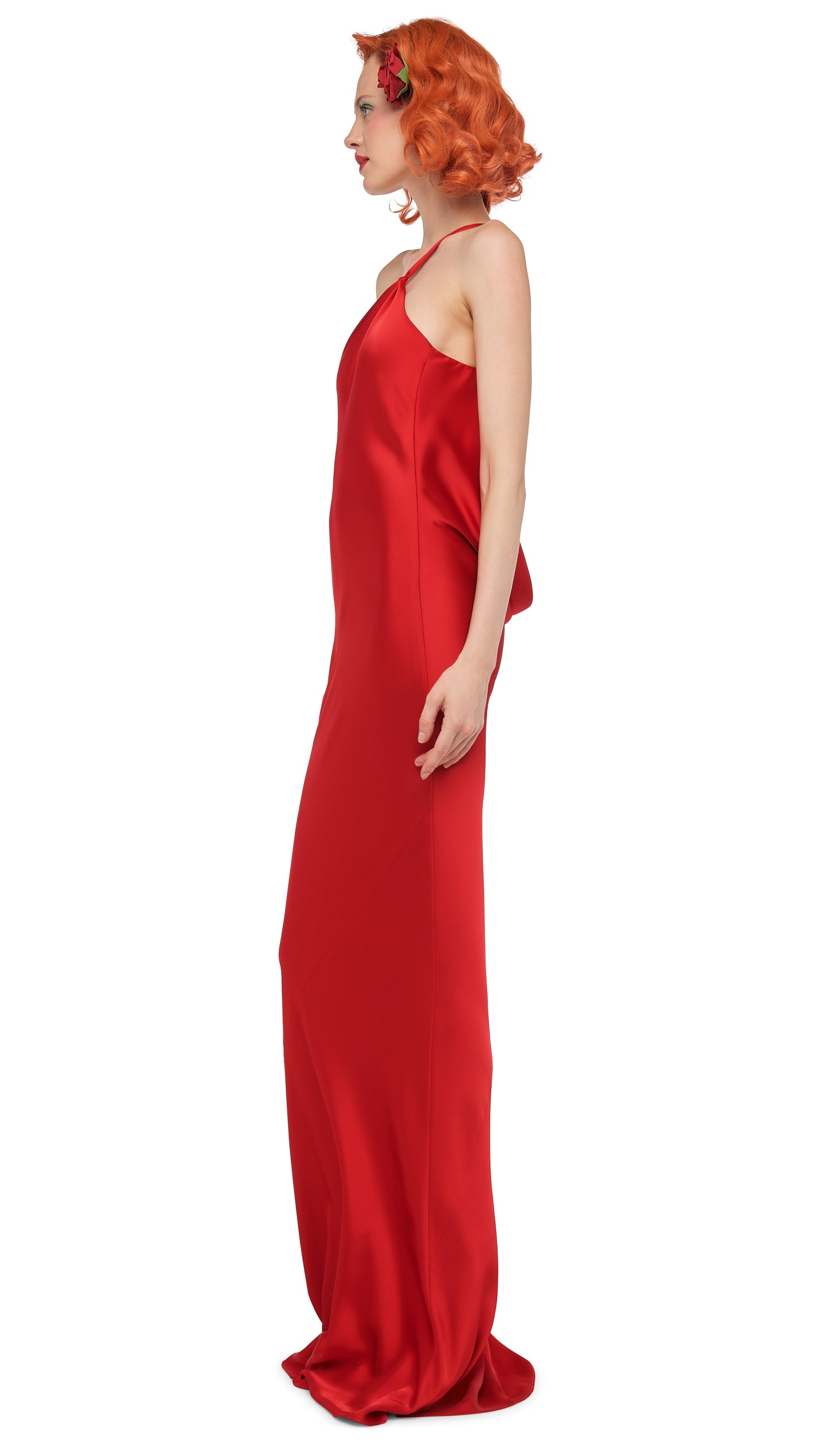 Norma Kamali One Shoulder Bias Gown - Tiger Red / Size XL Norma Kamali One Shoulder Bias Gown - Tiger Red / Size XL