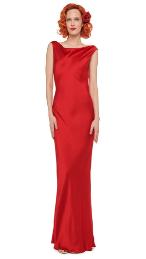 norma kamali red dress Norma Kamali Sleeveless Low Back Drape Gown