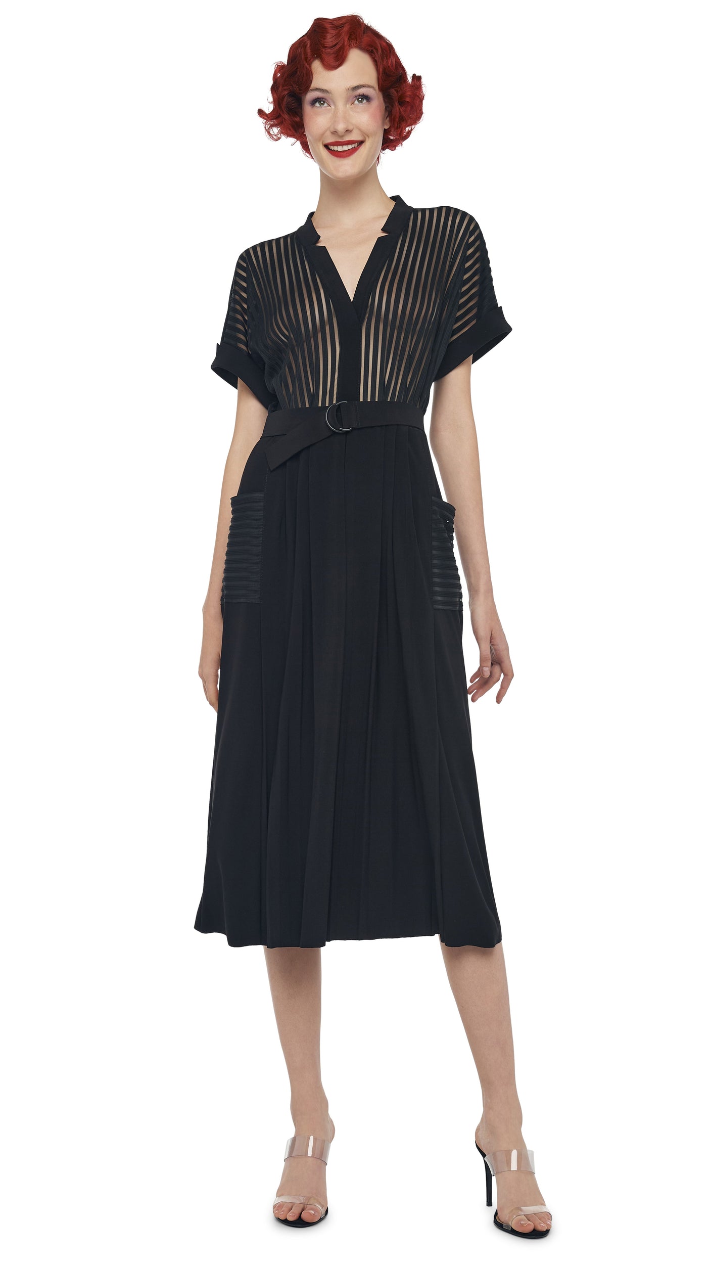 norma kamali short sleeve diaper dress Norma Kamali Racer Diaper Dress - Black