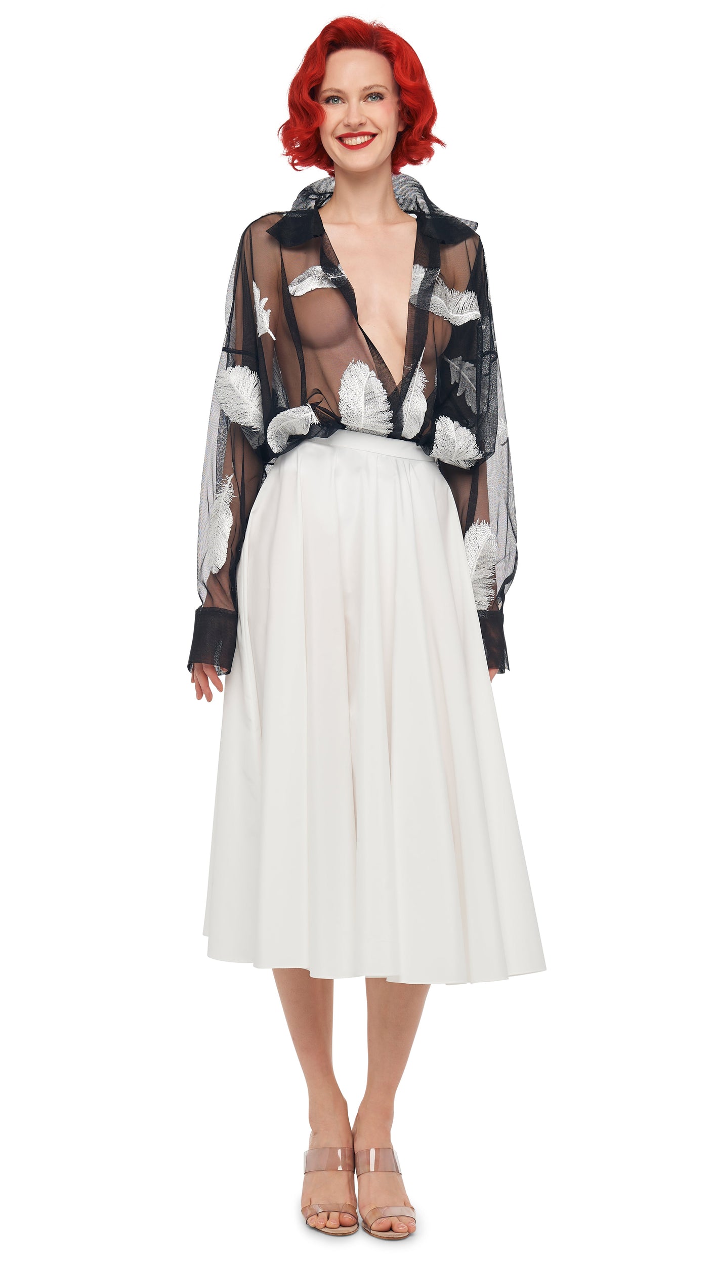 Norma Kamali Flared Skirt to Midcalf - Snow White / Size S Norma Kamali Flared Skirt to Midcalf - Snow White / Size S