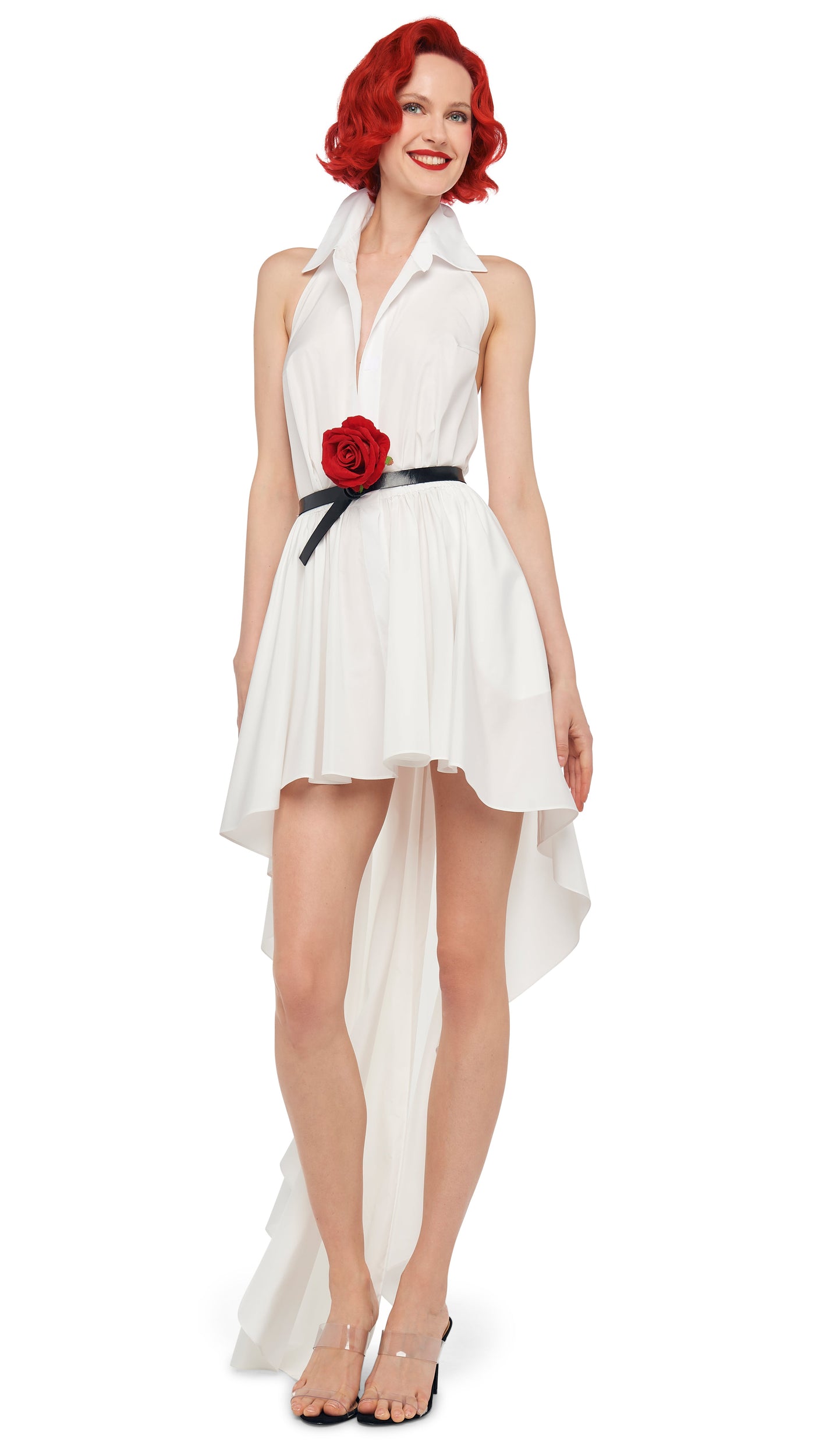Norma Kamali Hi Low NK Halter Flared Dress Norma Kamali Hi Low NK Halter Flared Dress