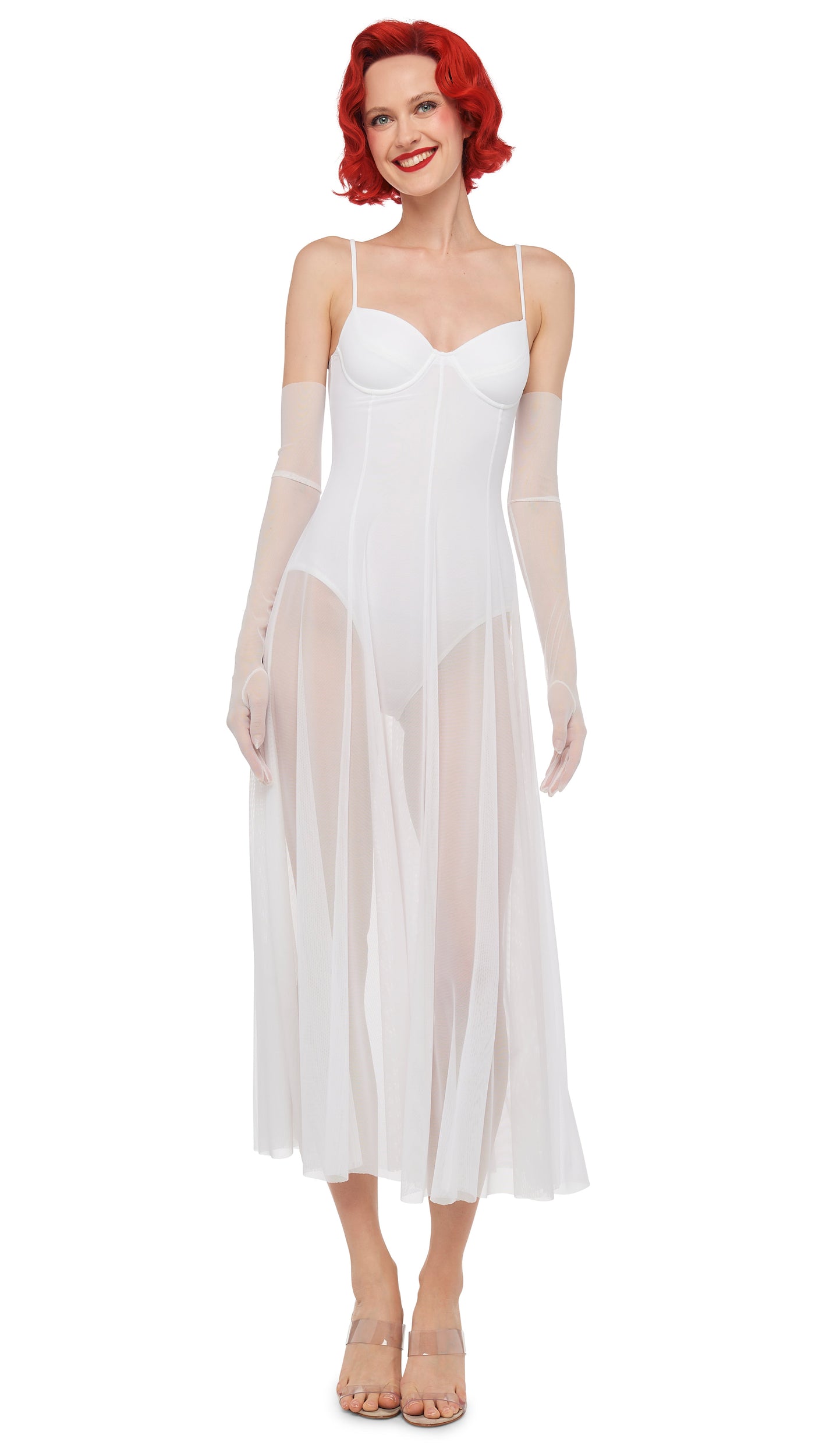 UNDERWIRE MIDCALF DRESS W/ BODYSUIT Snow White Norma Kamali UNDERWIRE MIDCALF DRESS W/ BODYSUIT Snow White Norma Kamali