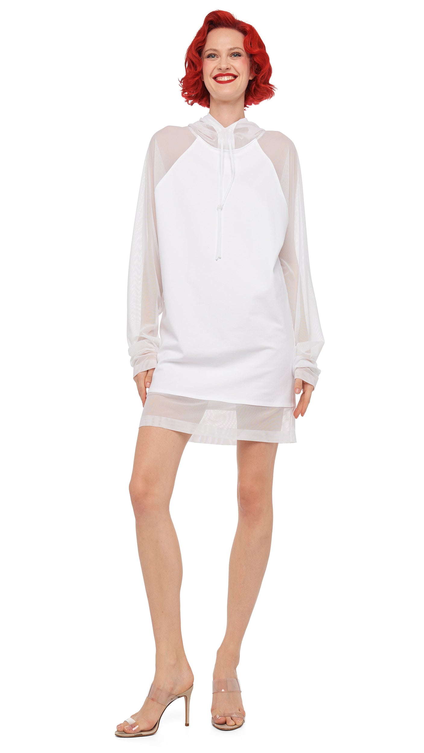 hooded mini dress Norma Kamali Oversized Raglan-sleeve Hooded Mini Dress
