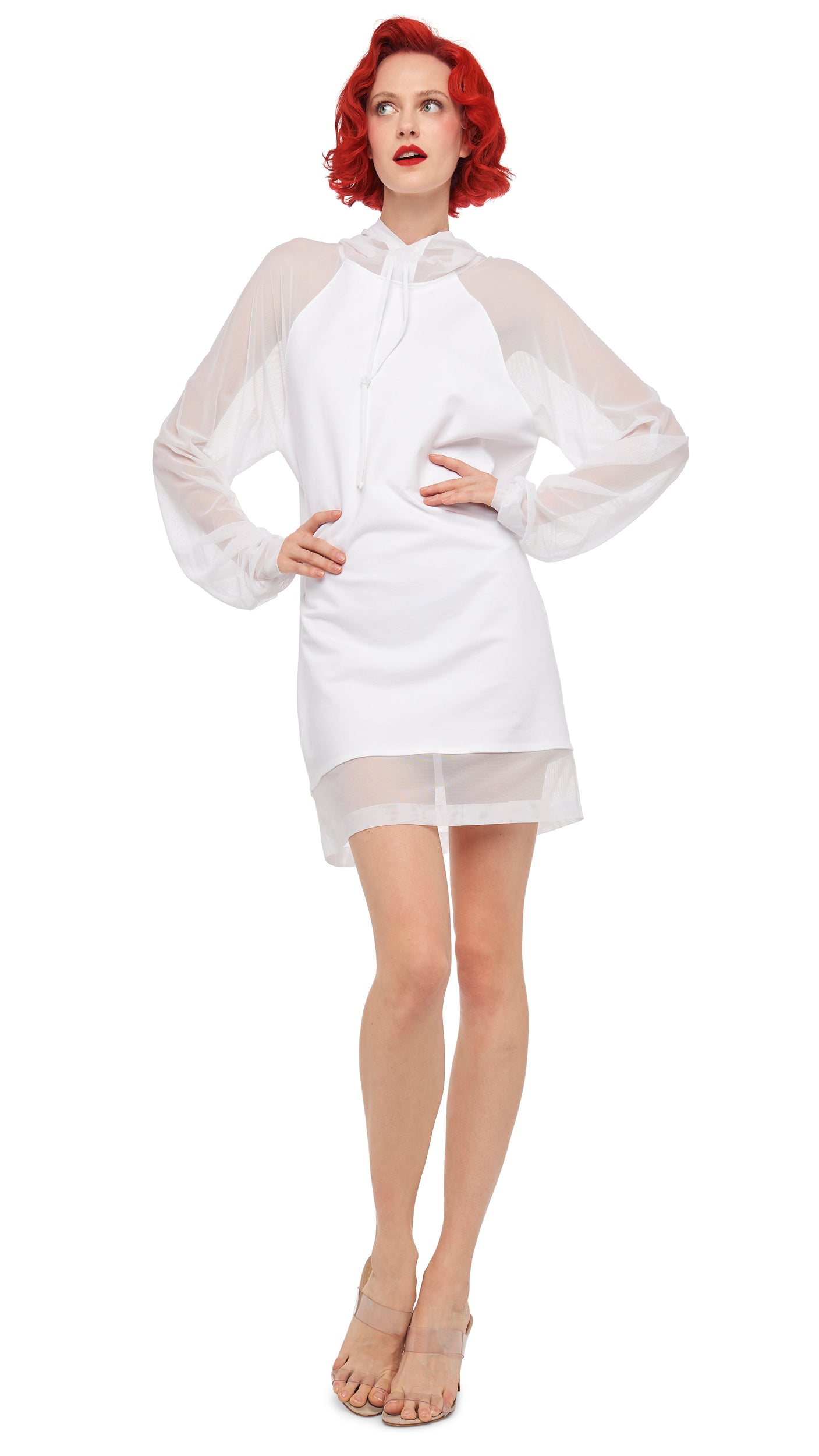 long sleeve hooded mini dress Long Sleeve Dress - Hooded Mini Dress - Casual Dress