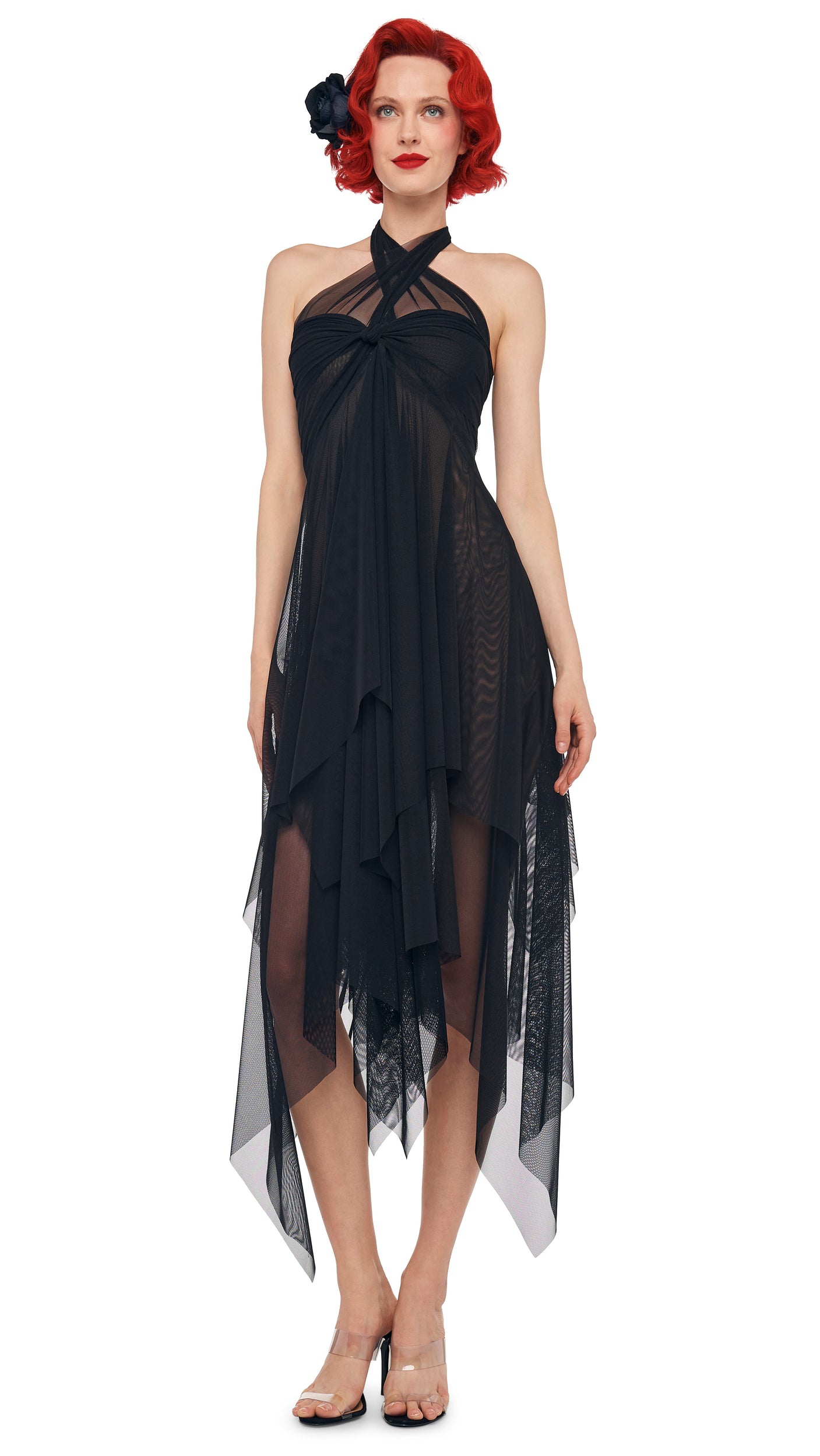 norma kamali sheer dress Hooded sheer maxi dress in black - Norma Kamali