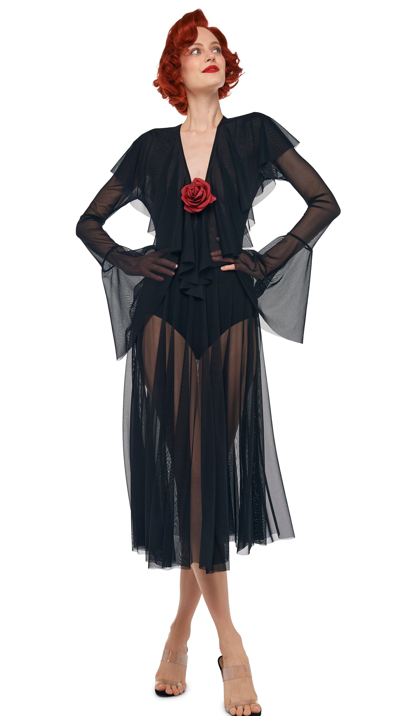 FLARED SKIRT TO MIDCALF W/ PANTY Black Norma Kamali FLARED SKIRT TO MIDCALF W/ PANTY Black Norma Kamali