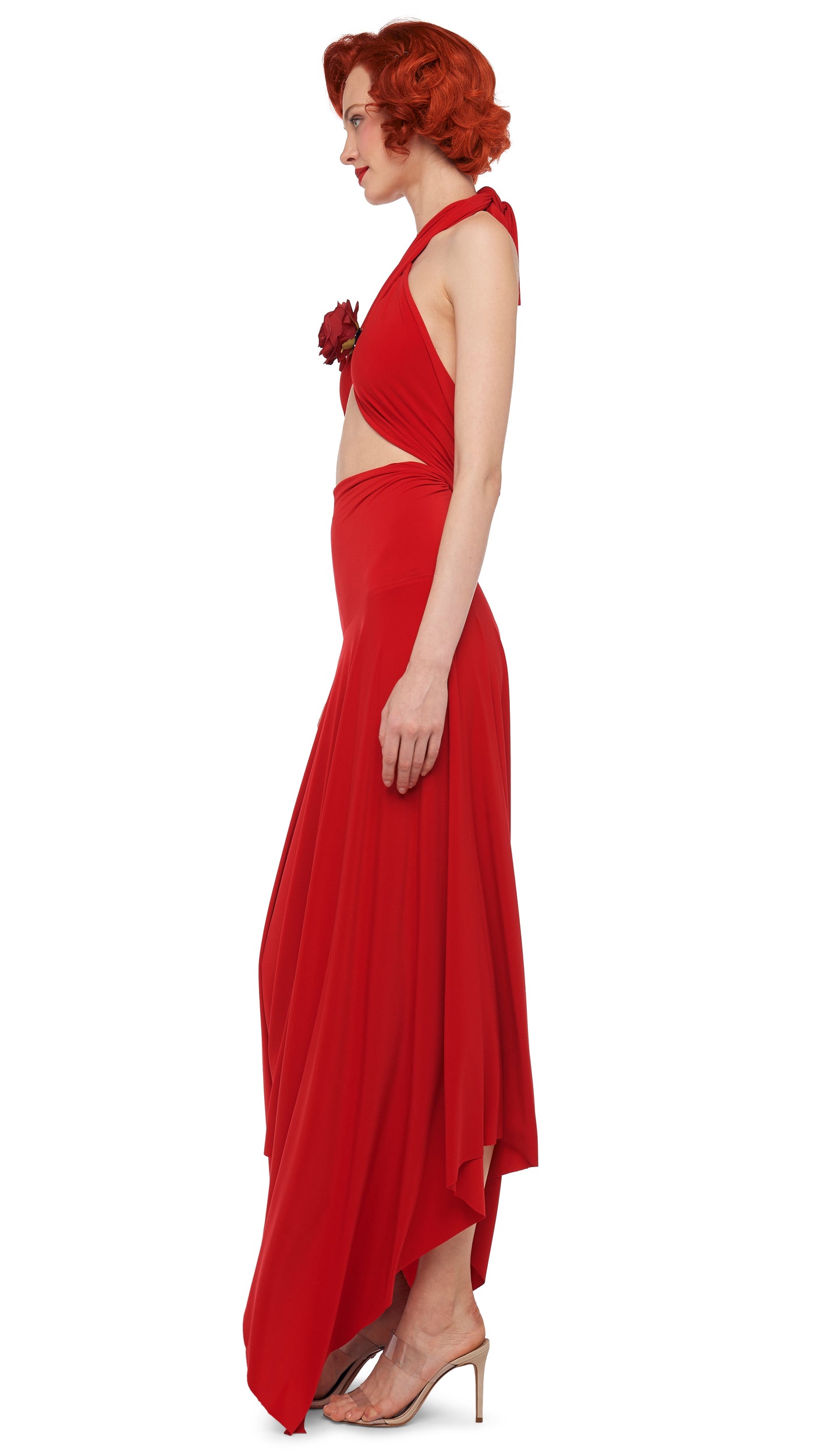 red dress ashley stewart Ashley Stewart Cage Neck Skater Dress | The Curvy Fashionista