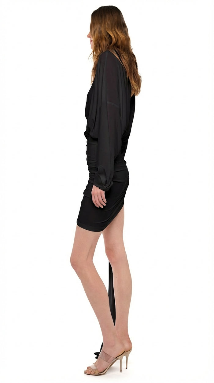 OVERSIZED NK SIDE DRAPE DRESS W/ BOW #2
