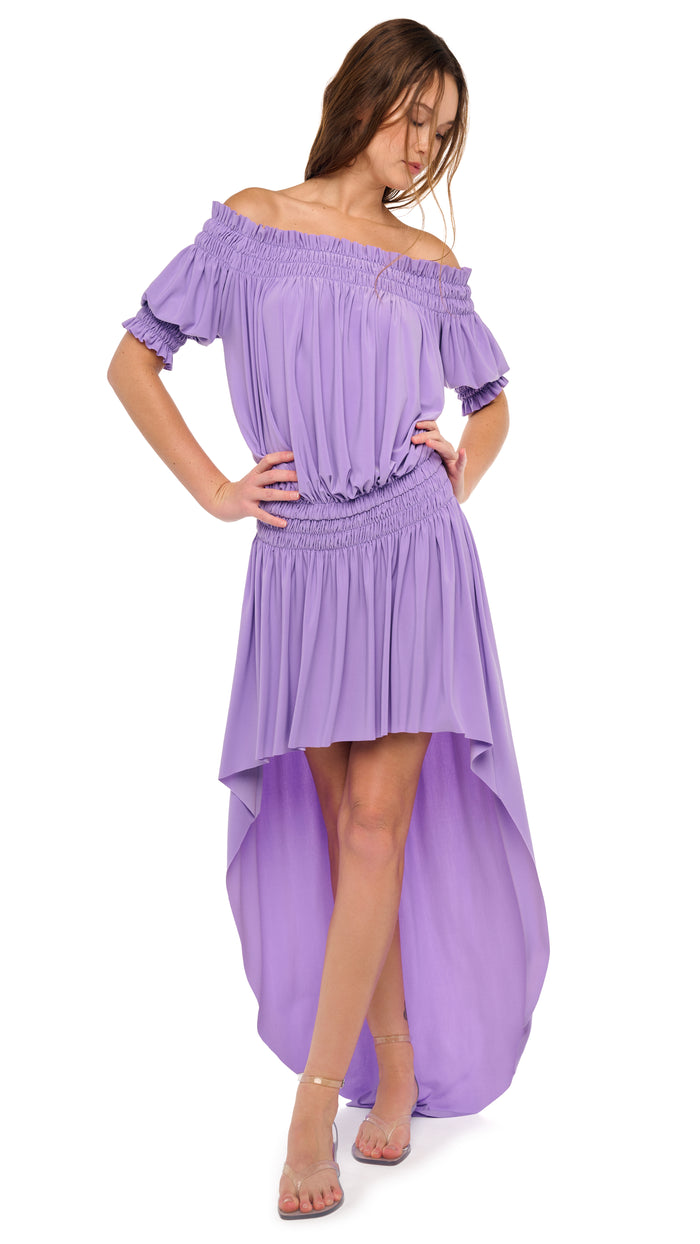 SHORT SLEEVE PEASANT HI LOW DRESS #1