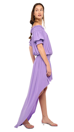 SHORT SLEEVE PEASANT HI LOW DRESS #1 Thumbnail