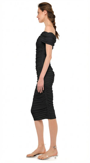 COWL NECK SHIRRED DRESS #2 Thumbnail