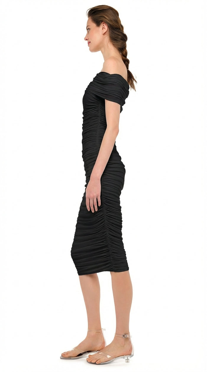 COWL NECK SHIRRED DRESS #2