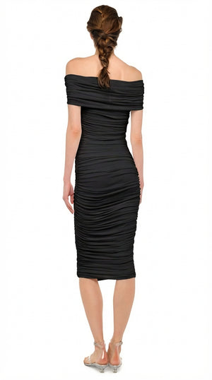 COWL NECK SHIRRED DRESS #3 Thumbnail