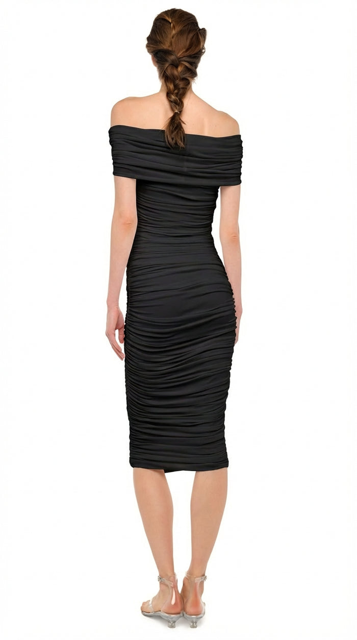 COWL NECK SHIRRED DRESS #3