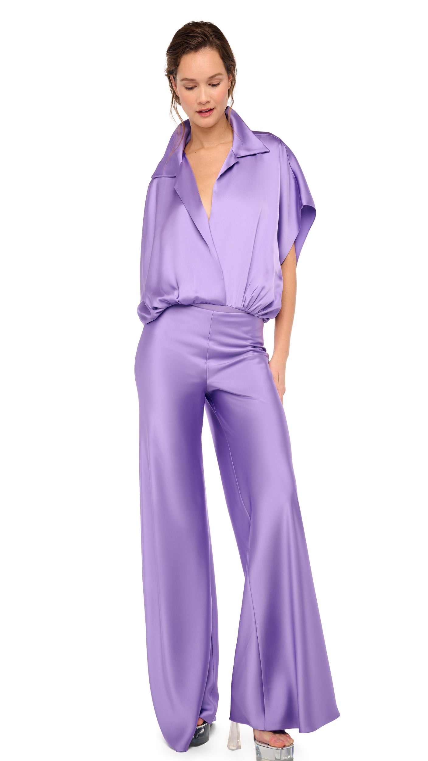 OVERSIZED SLEEVELESS NK JUMPSUIT – Lavender – Norma Kamali
