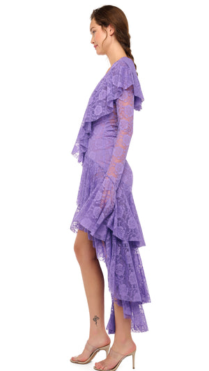 HI LOW LONG SLEEVE DEEP V RUFFLE GOWN #2 Thumbnail