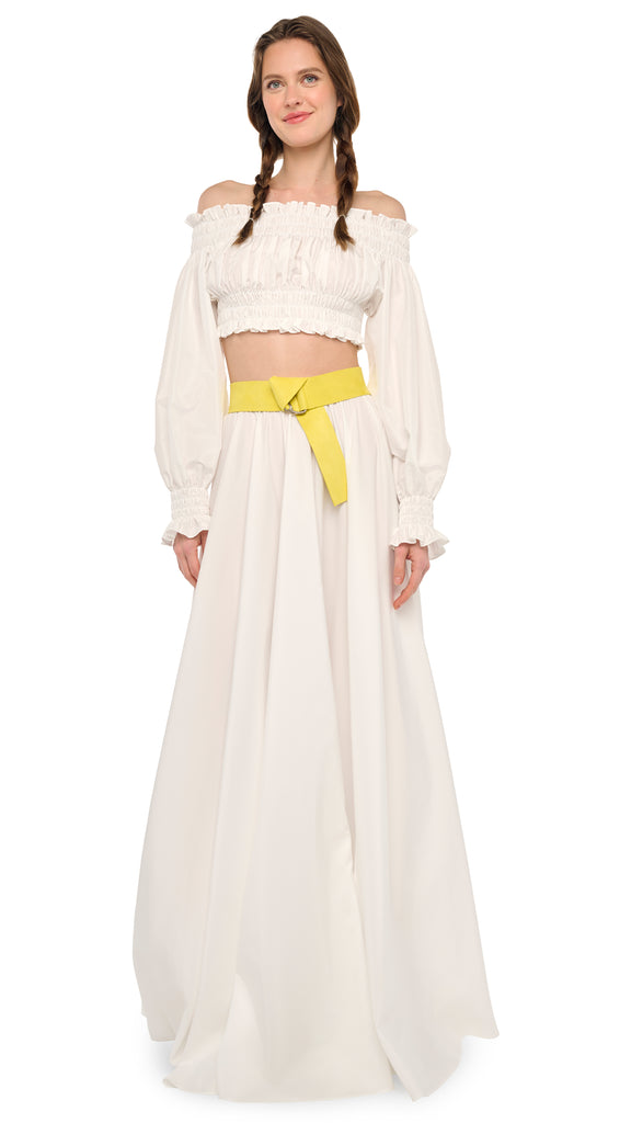 LONG SLEEVE PEASANT CROPPED TOP – Snow White – Norma Kamali