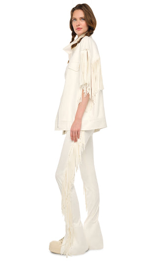 SLEEVELESS OVERSIZED JEAN JACKET W/ FRINGE #3 Thumbnail