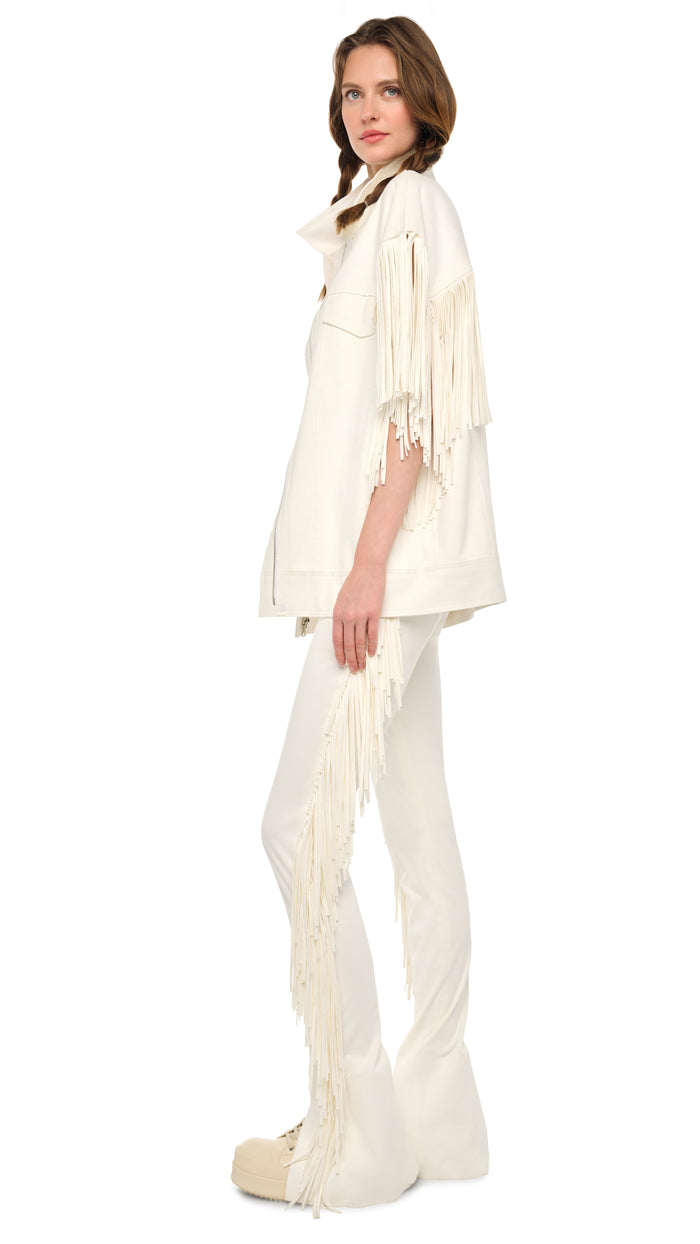 SLEEVELESS OVERSIZED JEAN JACKET W/ FRINGE #3