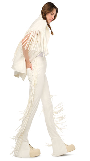 SLEEVELESS OVERSIZED JEAN JACKET W/ FRINGE #8 Thumbnail