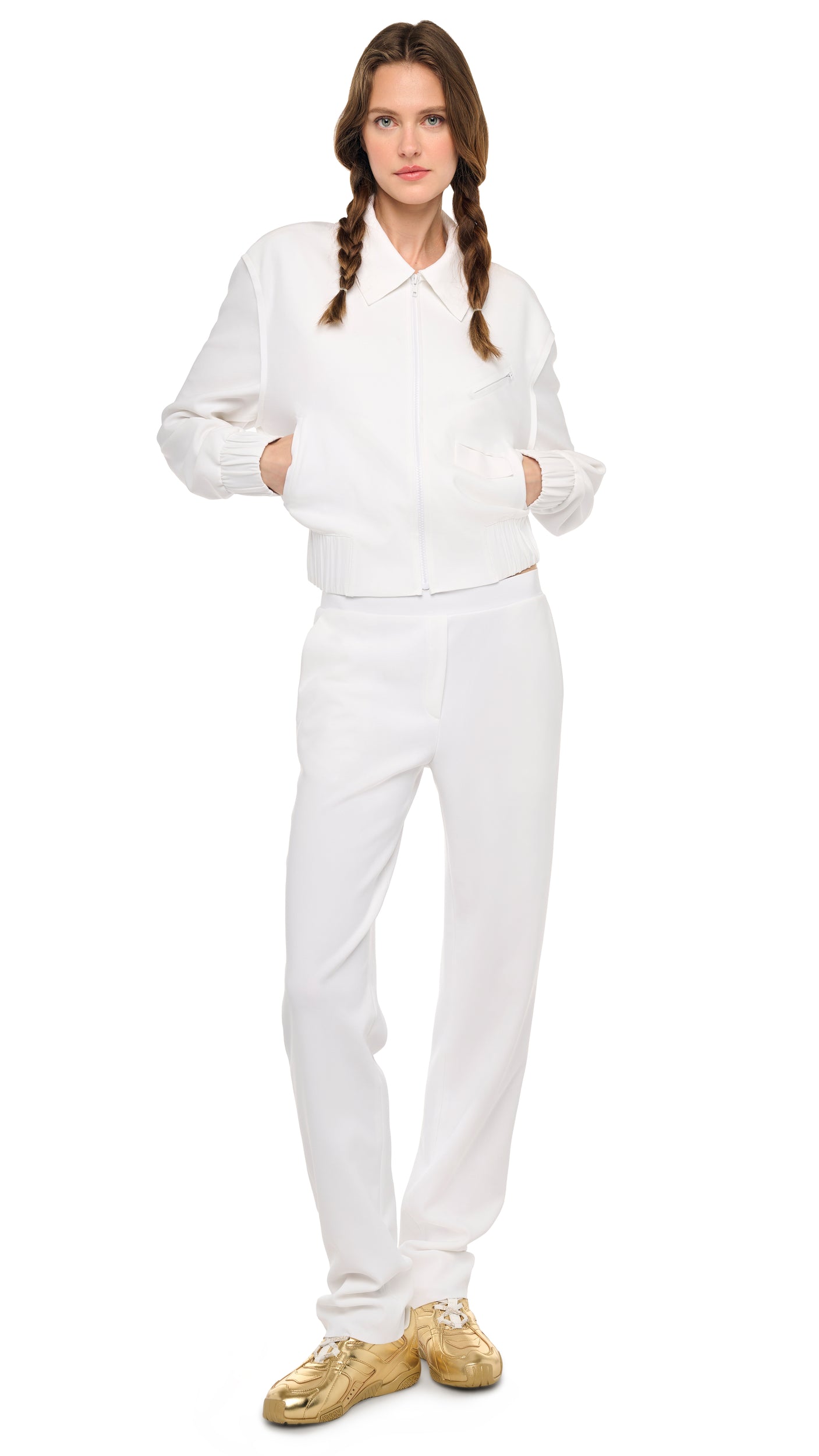 MENS ZIP FRONT CLASSIC CROPPED JACKET – Snow White – Norma Kamali
