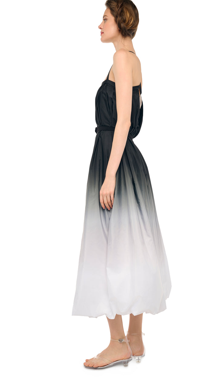 Norma Kamali Strap Bubble Dress To Midcalf in White,Grey