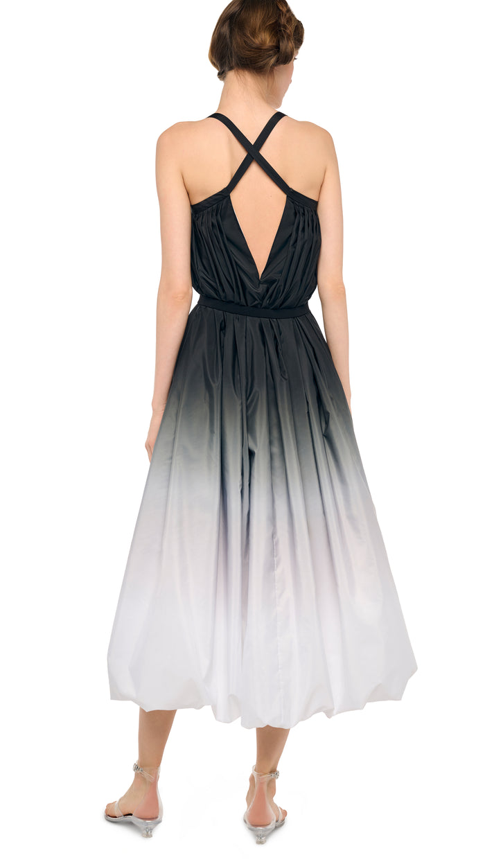 Norma Kamali Strap Bubble Dress To Midcalf in White,Grey