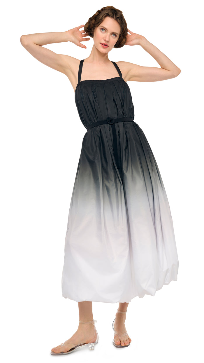 Norma Kamali Strap Bubble Dress To Midcalf in White,Grey