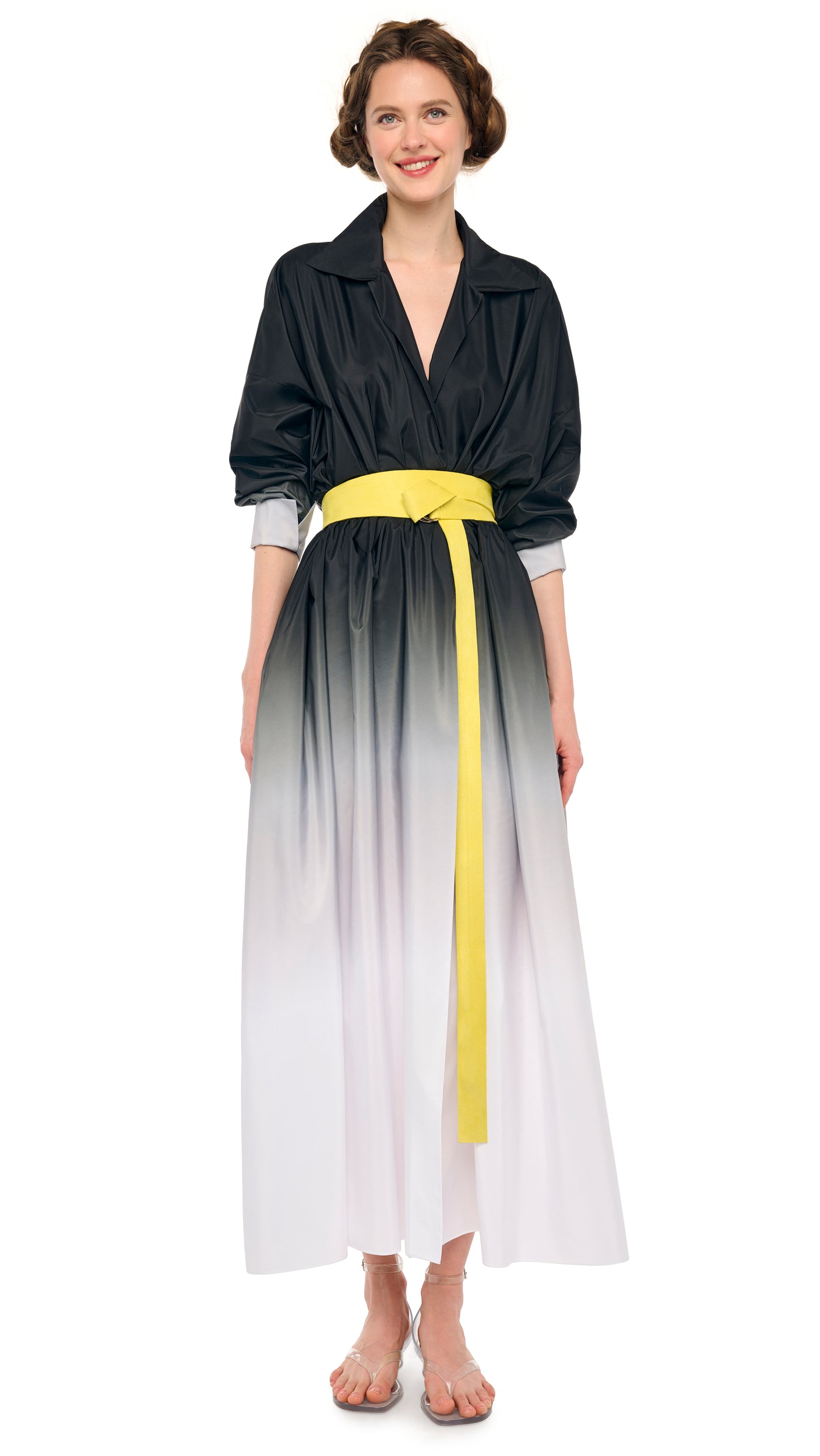 Norma Kamali Super Oversized Midcalf Shirt Dress in Black & White