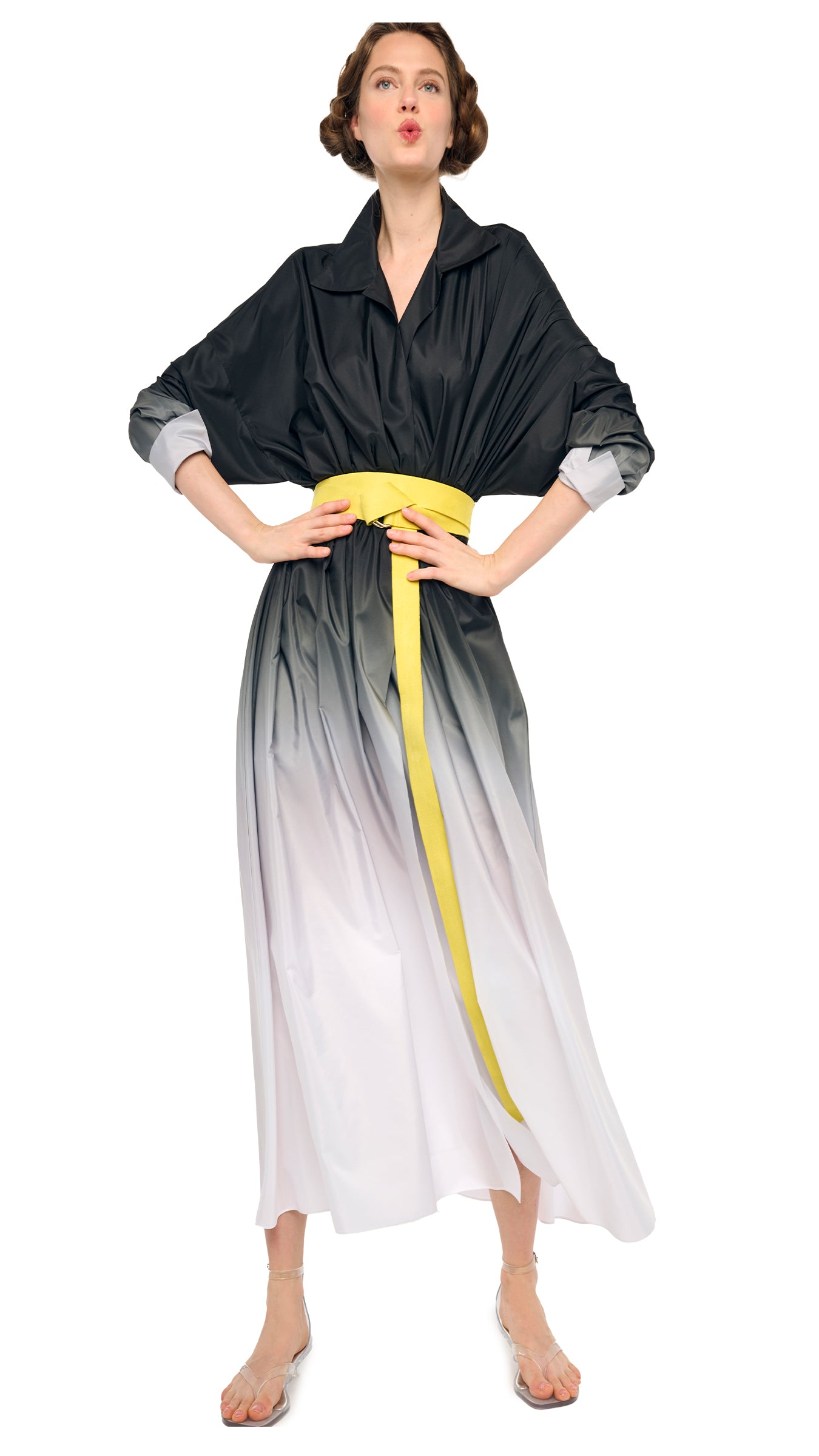 oversized shirt dress womens Norma Kamali Super Midcalf in Black & White Size:3.5
